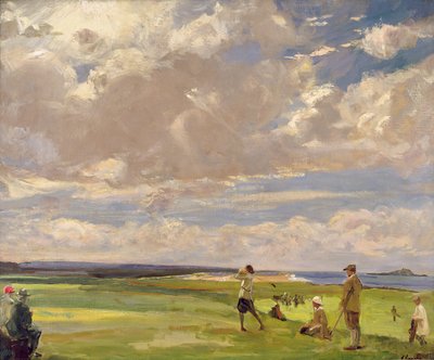 Lady Astor pelaa golfia North Berwickissä (öljy kankaalle) tekijältä John Lavery
