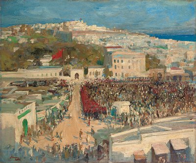Maurien lippu nostettuna Saksan lähetystöön, Tanger tekijältä John Lavery