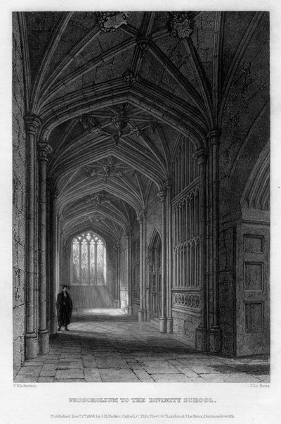 Proscholium Divinity Schoolille, Oxford, 1836. tekijältä John Le Keux