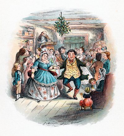 Joululaulu: Mr Fezziwigs Ball, 1843 tekijältä John Leech