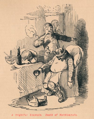 Pelottava esimerkki. Hardicanuten kuolema, 1860, 1860 tekijältä John Leech