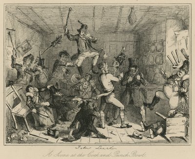 Kohtaus Cock and Punch Bowlissa tekijältä John Leech