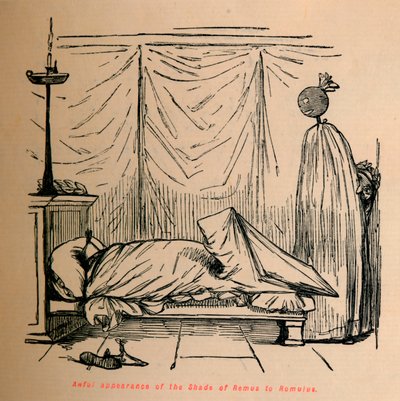 Remuksen varjon kauhea esiintyminen Romulukselle, 1852 tekijältä John Leech