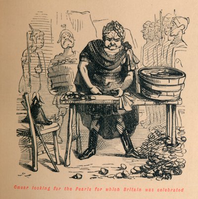 Caesar etsii helmiä, joista Britanniaa juhlittiin, c1860, c1860. tekijältä John Leech