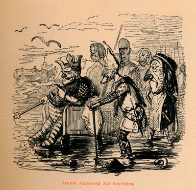 Canute nuhtelee hänen Courtiers, c1860, c1860 tekijältä John Leech