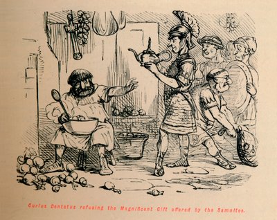 Curius Dentatus kieltäytyi samnilaisten tarjoamasta upeasta lahjasta, 1852 tekijältä John Leech