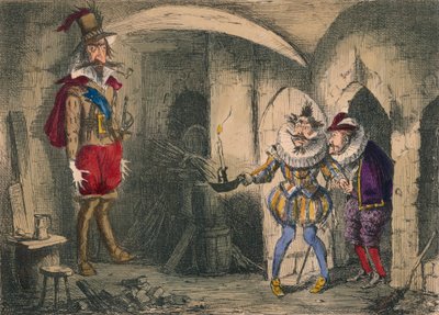 Suffolk ja Mounteagle löysivät Guido Fawkesin, 1850 tekijältä John Leech