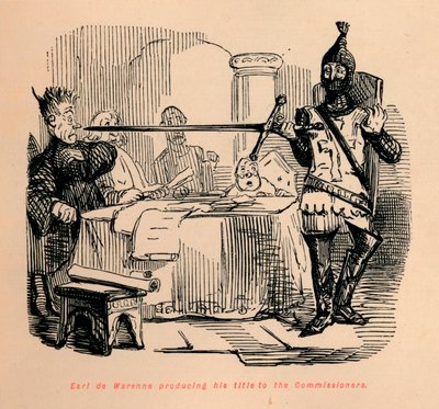 Earl de Warenne esittelee arvonimensä komissaareille, c1860, c1860 tekijältä John Leech