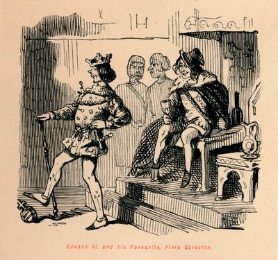 Edward II. ja hänen suosikkinsa, Piers Gaveston, c1860, c1860 tekijältä John Leech
