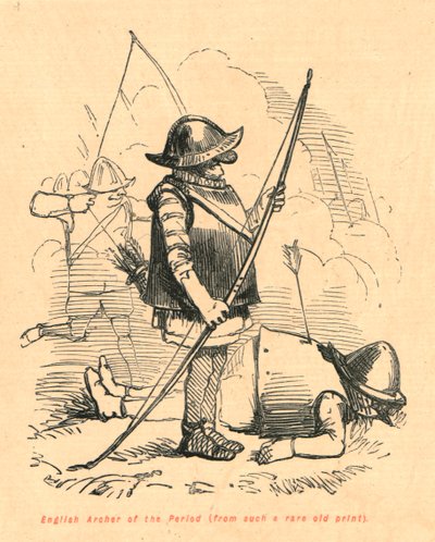 Aikakauden englantilainen jousimies niin harvinaisesta vanhasta vedoksesta, 1897. tekijältä John Leech