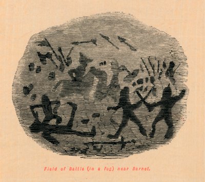 Taistelukenttä sumussa lähellä Barnetia, tekijältä John Leech