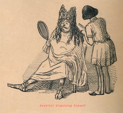 Hannibal naamioitumassa, 1852 tekijältä John Leech