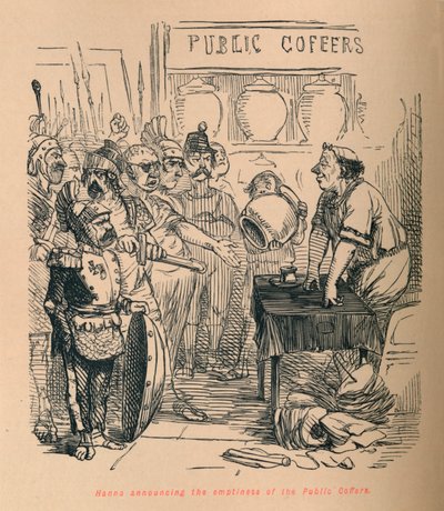 Hanno julistamassa julkisen kassan tyhjyyttä, 1852 tekijältä John Leech