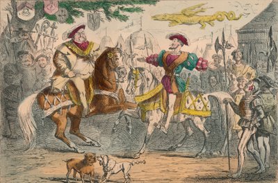 Henrik VIII, tapaamassa Francis I:tä, 1850 tekijältä John Leech