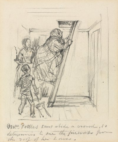 "Rouva Pottles ei kestä väkijoukkoja" tekijältä John Leech