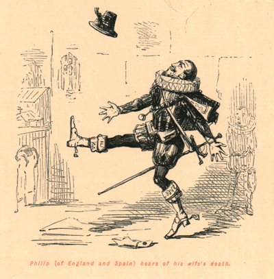 Englannin ja Espanjan Philip kuulee vaimonsa kuolemasta vuonna 1897. tekijältä John Leech