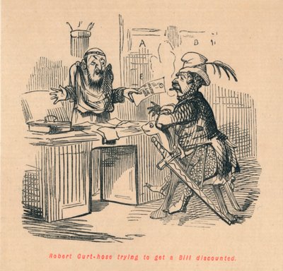 Robert Curthose yrittää saada Bill alennusta, c1860, c1860 tekijältä John Leech