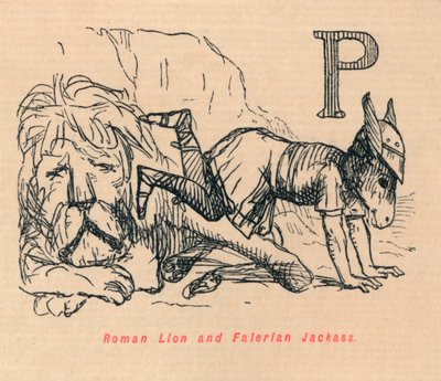 Roman Lion ja Falerian Jackass, 1852 tekijältä John Leech