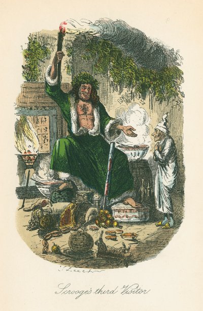 Kohtaus Charles Dickensin joululaulusta, 1843 tekijältä John Leech