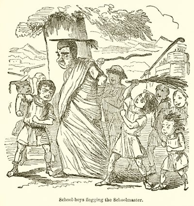 Koulupojat ruoskivat koulumestaria tekijältä John Leech