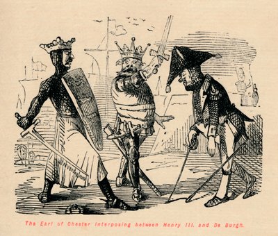 Earl of Chester välissä Henry III:n ja De Burghin välissä, c1860, c1860 tekijältä John Leech