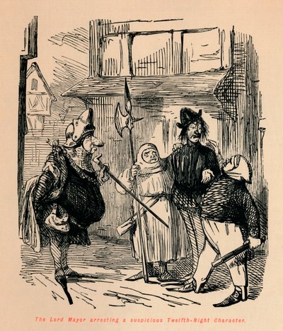 Lordi pormestari pidätti epäilyttävän kahdennentoista yön hahmon, c1860, c1860 tekijältä John Leech