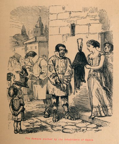 Capuan asukkaiden pukemat roomalaiset, 1852 tekijältä John Leech