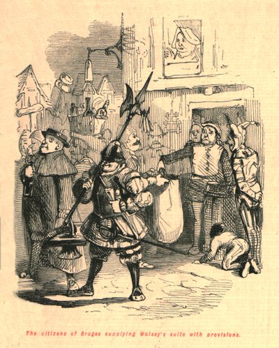 Bruggen asukkaat toimittavat Wolseys-sviittiä elintarvikkeilla, 1897. tekijältä John Leech