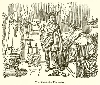 Titus uhkaa Pomponiusta tekijältä John Leech