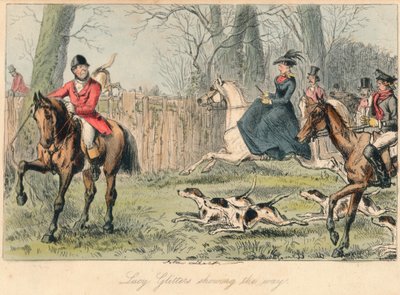 Lucy Glitters näyttämässä tietä, 1865. Taiteilijat: John Leech, Hablot Knight Browne. tekijältä John Leech and Hablot Knight Browne