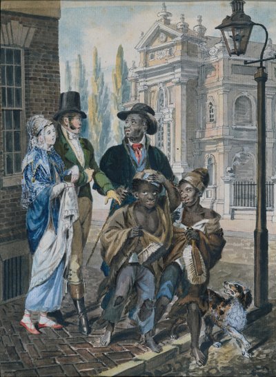 Maailmallinen kansa kyseenalaistaa nuohoja ja heidän isäntänsä ennen Kristusta kirkko..., 1811-ca. 1813. tekijältä John Lewis Krimmel