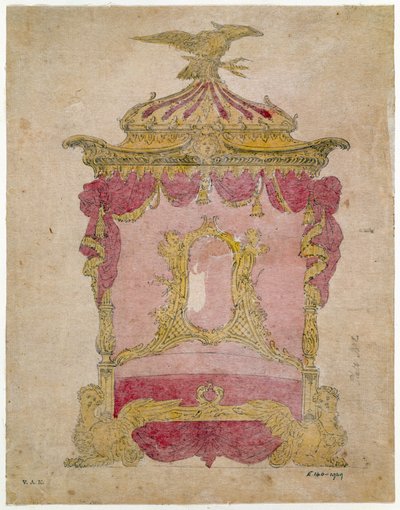 Suunnittelu sänkyyn, n. 1755-60 tekijältä John Linnell