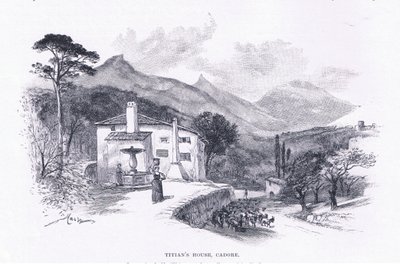 Titianin talo, Cadore, The Magazine of Art 1893, Cassell and Company tekijältä John MacWhirter
