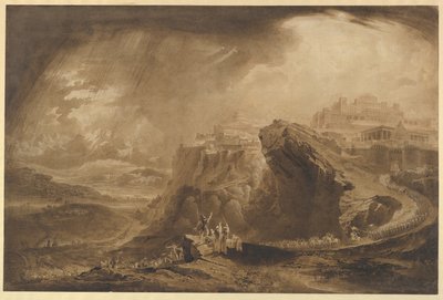 Joosua käskee aurinkoa pysähtymään Gibeonin ylle (Joosua 10:12-14) tekijältä John Martin