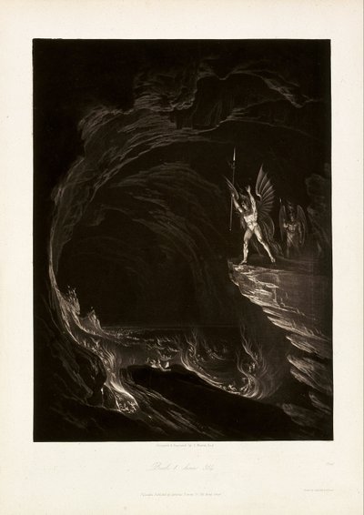 Saatana herättää langenneet enkelit, kirja 1, rivi 314, John Milton, Kadonnut paratiisi -teoksesta. tekijältä John Martin