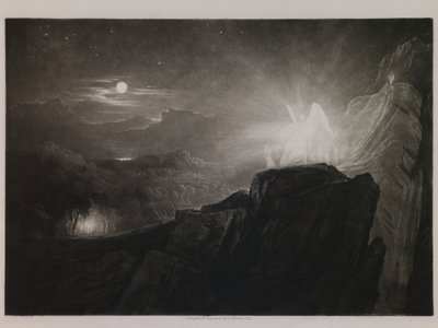 Enkelit vartioivat paratiisia yöllä, kuvitus John Miltonin "Kadonnut paratiisi", kirja 4, rivi 866 tekijältä John Martin