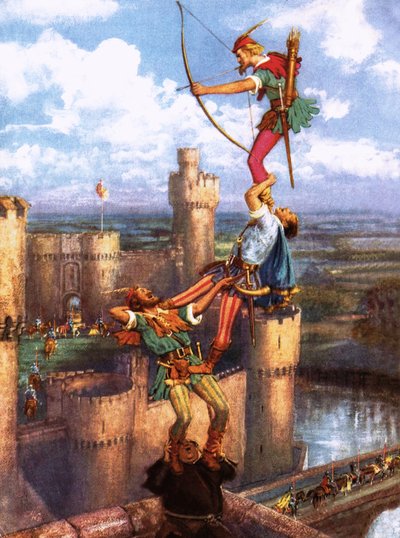 Robin Hood ampuu Nottinghamin linnaan tekijältä John Millar Watt