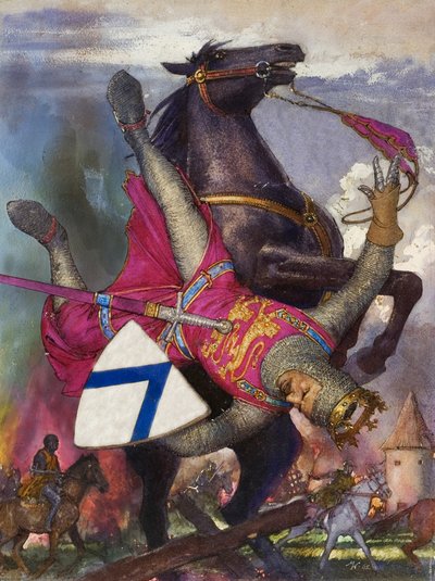 Vilhelm Valloittajan kaatuminen (guassi paperille) tekijältä John Millar Watt