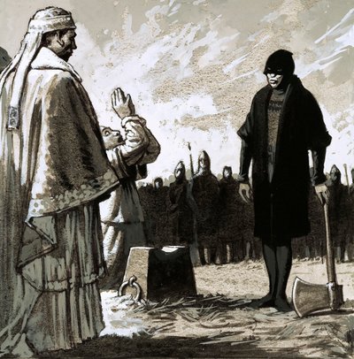 Waltheofin välitön teloittaminen määrättiin (guassi paperille). tekijältä John Millar Watt