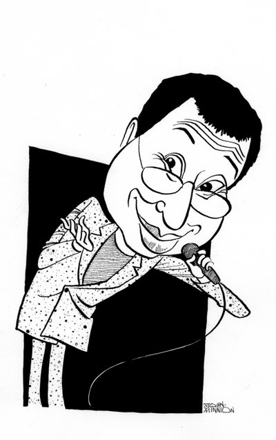 Ben Elton karikatyyri, englantilainen koomikko, kirjailija ja ohjaaja: b tekijältä John Minnion