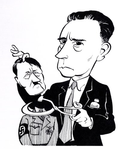 John Heartfield, karikatyyri Adolf Hitlerin kanssa tekijältä John Minnion