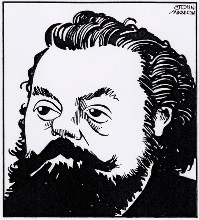 Modest Petrovich Mussorgsky, karikatyyrimuotokuva tekijältä John Minnion