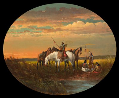 Pysähdys preerialla savulle, n. 1870 tekijältä John Mix Stanley