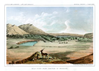 Milk River, lähellä Missourin risteystä, 1856. tekijältä John Mix Stanley