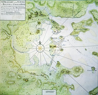 Bostonin ja Charlestownin kartta tekijältä John Montresor