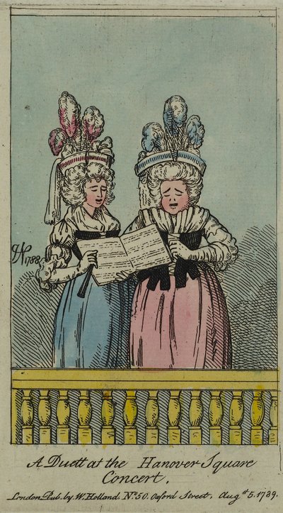 Duetti Hannover Squaren konsertissa, 1788 (etsaus ja wc) tekijältä John Nixon
