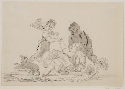 Katutapaturma, 1804 (kynä, sivellin ja muste paperille) tekijältä John Nixon