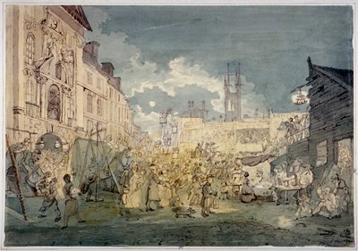 Bartholomew Fair, West Smithfield, Lontoo, 1813. tekijältä John Nixon