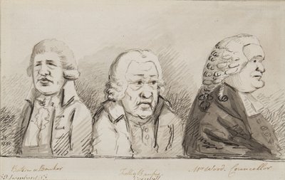 Batson, pankkiiri, Tulley, pankkiiri, herra Wood, kaupunginvaltuutettu, 69 Lombard Street, Cornhill, 1790 (kynä, sivellin ja muste paperille). tekijältä John Nixon