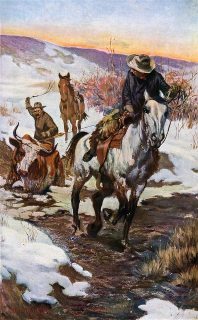 Talvityö Cowboysille (väri litho) tekijältä John Norval Marchand